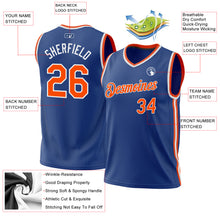 Load image into Gallery viewer, Custom Royal Orange-White Authentic Throwback Basketball Jersey
