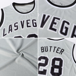 Custom Gray Gold-Black Authentic Throwback Basketball Jersey