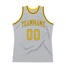 Load image into Gallery viewer, Custom Gray Gold-Black Authentic Throwback Basketball Jersey
