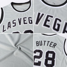 Load image into Gallery viewer, Custom Gray Silver-Black Authentic Throwback Basketball Jersey
