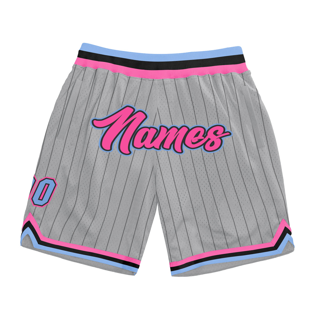 Custom White Light Blue Pinstripe Light Blue Black-Pink Authentic