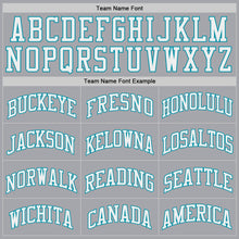 Load image into Gallery viewer, Custom Gray White-Teal Authentic Throwback Basketball Jersey
