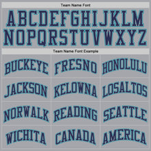 Load image into Gallery viewer, Custom Gray Navy-Teal Authentic Throwback Basketball Jersey
