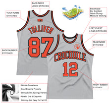 Load image into Gallery viewer, Custom Gray Orange-Black Authentic Throwback Basketball Jersey
