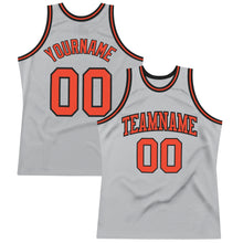Load image into Gallery viewer, Custom Gray Orange-Black Authentic Throwback Basketball Jersey
