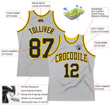 Load image into Gallery viewer, Custom Gray Black-Gold Authentic Throwback Basketball Jersey
