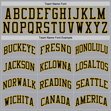Load image into Gallery viewer, Custom Gray Black-Gold Authentic Throwback Basketball Jersey
