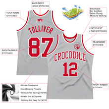Load image into Gallery viewer, Custom Gray Red-White Authentic Throwback Basketball Jersey
