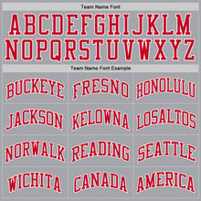 Load image into Gallery viewer, Custom Gray Red-White Authentic Throwback Basketball Jersey
