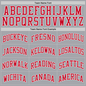 Custom Gray Red-White Authentic Throwback Basketball Jersey