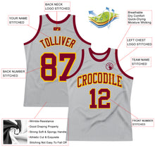 Load image into Gallery viewer, Custom Gray Maroon-Gold Authentic Throwback Basketball Jersey
