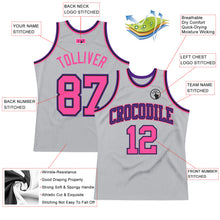 Load image into Gallery viewer, Custom Gray Pink Black-Purple Authentic Throwback Basketball Jersey
