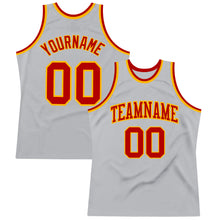 Load image into Gallery viewer, Custom Gray Red-Gold Authentic Throwback Basketball Jersey
