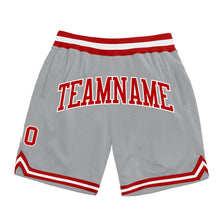 Load image into Gallery viewer, Custom Gray Red-White Authentic Throwback Basketball Shorts
