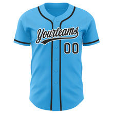 Load image into Gallery viewer, Custom Sky Blue Black-White Authentic Baseball Jersey
