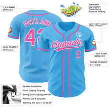 Load image into Gallery viewer, Custom Sky Blue Pink-White Authentic Baseball Jersey
