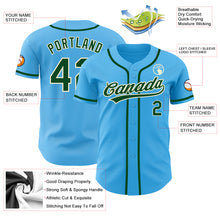 Load image into Gallery viewer, Custom Sky Blue Green-Cream Authentic Baseball Jersey
