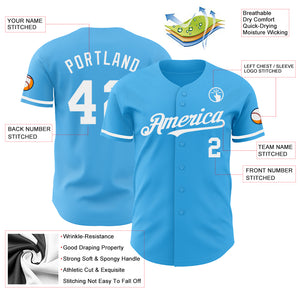 Custom Sky Blue White Authentic Baseball Jersey