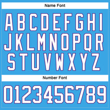 Load image into Gallery viewer, Custom Sky Blue White-Purple Hockey Lace Neck Jersey
