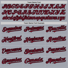 Load image into Gallery viewer, Custom Gray Black Pinstripe Crimson Authentic Sleeveless Baseball Jersey
