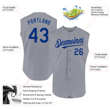Load image into Gallery viewer, Custom Gray Royal Authentic Sleeveless Baseball Jersey
