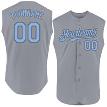 Load image into Gallery viewer, Custom Gray Light Blue-Steel Gray Authentic Sleeveless Baseball Jersey
