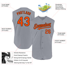 Load image into Gallery viewer, Custom Gray Orange-Black Authentic Sleeveless Baseball Jersey
