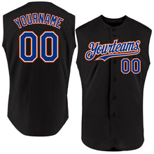 Load image into Gallery viewer, Custom Black Royal-Orange Authentic Sleeveless Baseball Jersey
