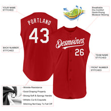 Load image into Gallery viewer, Custom Red White Authentic Sleeveless Baseball Jersey
