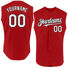 Load image into Gallery viewer, Custom Red White-Black Authentic Sleeveless Baseball Jersey
