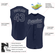 Load image into Gallery viewer, Custom Navy Gray Authentic Sleeveless Baseball Jersey
