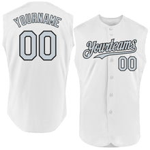 Load image into Gallery viewer, Custom White Silver-Black Authentic Sleeveless Baseball Jersey
