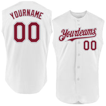 Load image into Gallery viewer, Custom White Crimson-Gray Authentic Sleeveless Baseball Jersey
