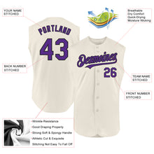 Load image into Gallery viewer, Custom Cream Purple-Black Authentic Sleeveless Baseball Jersey
