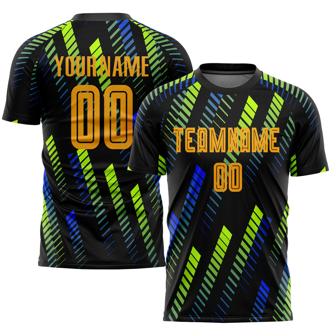 Custom Black Gold Sublimation Soccer Set Jersey