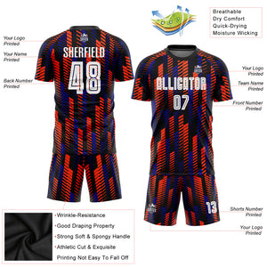 Custom Black White-Orange Sublimation Soccer Uniform Jersey