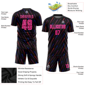 Custom Black Pink-Orange Sublimation Soccer Uniform Jersey