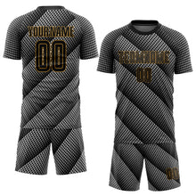 Load image into Gallery viewer, Custom Black Black-Old Gold Sublimation Soccer Uniform Jersey
