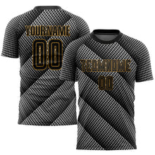 Load image into Gallery viewer, Custom Black Black-Old Gold Sublimation Soccer Uniform Jersey
