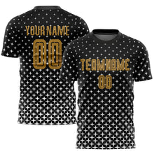 Load image into Gallery viewer, Custom Black Old Gold-White Sublimation Soccer Uniform Jersey
