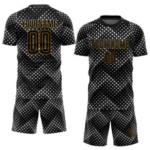 Load image into Gallery viewer, Custom Black Black-Old Gold Sublimation Soccer Uniform Jersey
