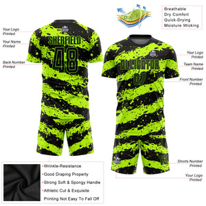 Custom Neon Green Black Sublimation Soccer Uniform Jersey