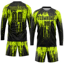 Load image into Gallery viewer, Custom Neon Green Black Sublimation Soccer Uniform Jersey
