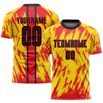 Custom Gold Black-Red Sublimation Soccer Uniform Jersey