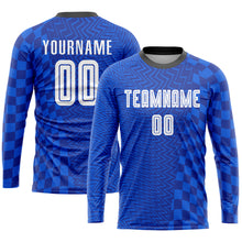 Load image into Gallery viewer, Custom Royal White-Black Sublimation Soccer Uniform Jersey
