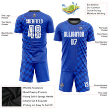 Load image into Gallery viewer, Custom Royal White-Black Sublimation Soccer Uniform Jersey

