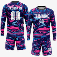 Load image into Gallery viewer, Custom Figure White-Pink Sublimation Soccer Uniform Jersey
