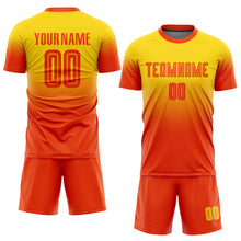 Load image into Gallery viewer, Custom Gold Orange Sublimation Fade Fashion Soccer Uniform Jersey
