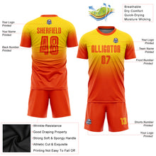Load image into Gallery viewer, Custom Gold Orange Sublimation Fade Fashion Soccer Uniform Jersey
