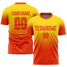 Load image into Gallery viewer, Custom Gold Orange Sublimation Fade Fashion Soccer Uniform Jersey

